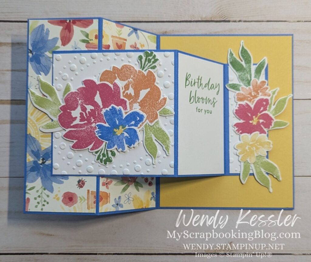 colorful fun fold card with flowers